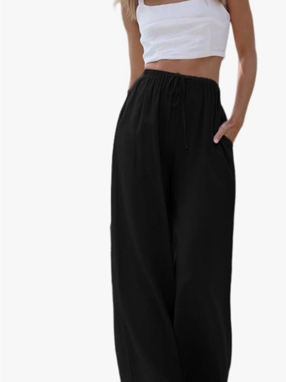 Black  Palazzo Drawstring Pants
